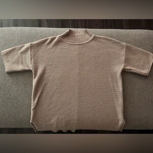 Elegant Beige Women's Mock Neck Sweater